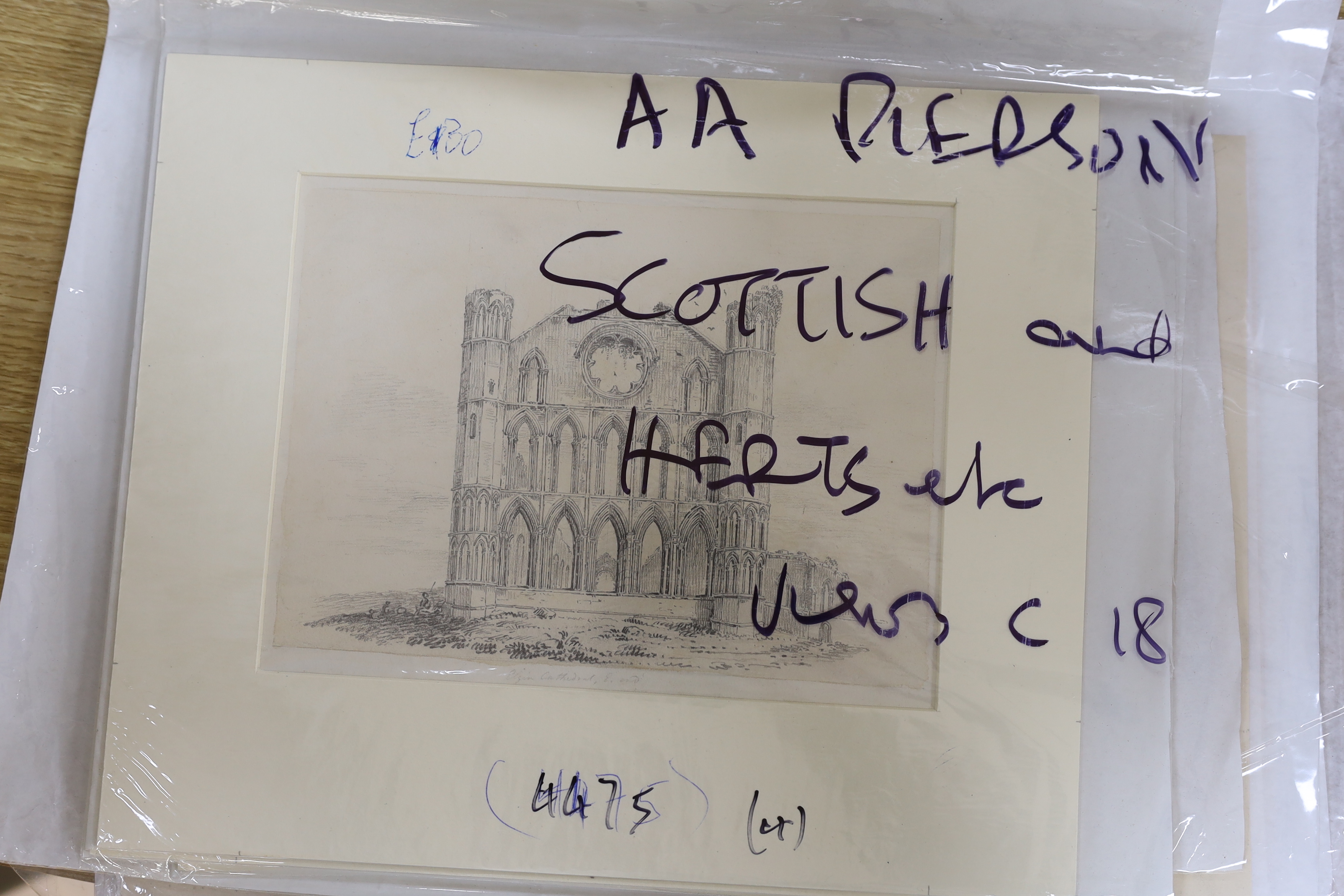 A collection of 19th century pencil sketches, Landscapes including some by John Hodgson, Scottish loch scenes and examples signed ‘Miss Walker’ including Brassington Tors, dated 1831, largest 22 x 28cm, all unframed
